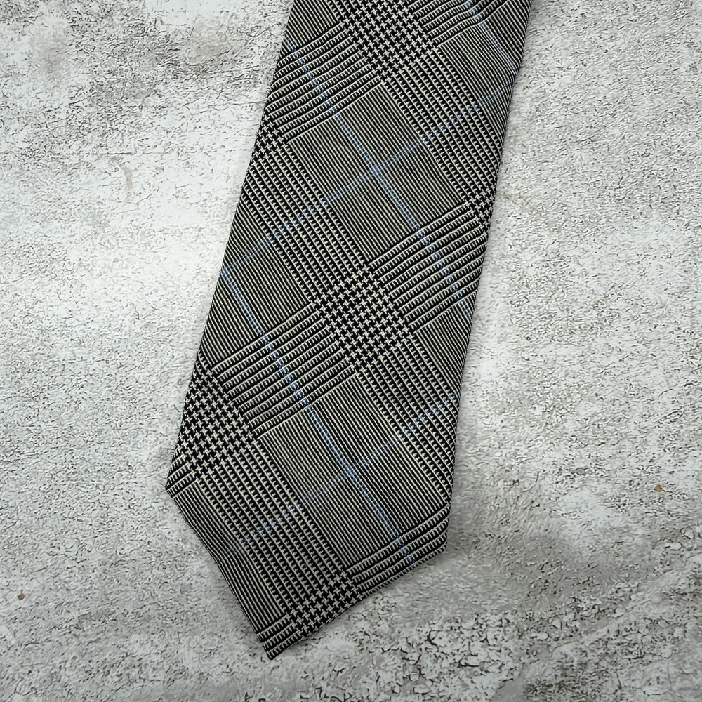The Tie Bar 100%‎ Wool Tie Mens One Size Gray Plaid Made In China Necktie